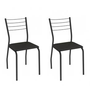 Cadeira de Jantar Kappesberg Malta de Metal com Assento Estofado Cor Preto Fosco 2 Unidades