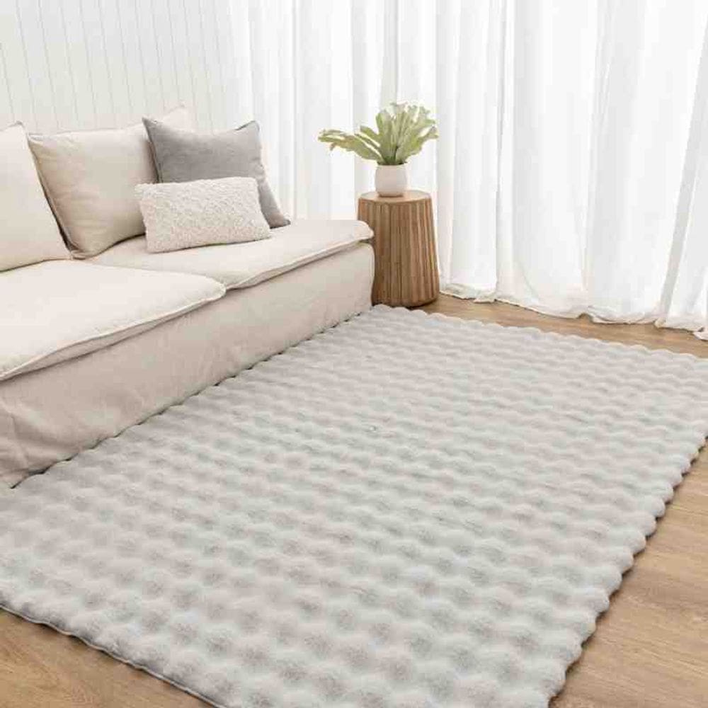 Tapete Pele Bubble 1,50 x 2,00 Prata Niazitex