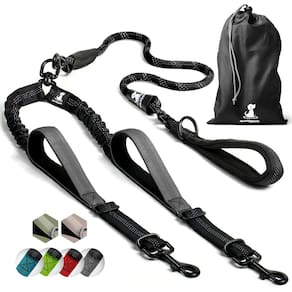 Coleira dupla para cães SparklyPets Rope Bungee para 2 cães preta