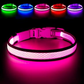 Coleira LED para cães Flashseen USB recarregável Light Up Pink