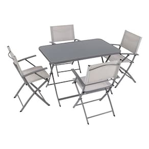 Conjunto Jardim Varanda Aco Cinza Claro 4 Pessoas - Malaga