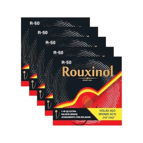 Kit 5 Encordoamento Violão Aço R50 Rouxinol .010”