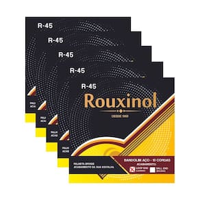 Kit 5 Encordoamento Bandolim 10 Rouxinol R-45 Cordas Aço Laço Clássico