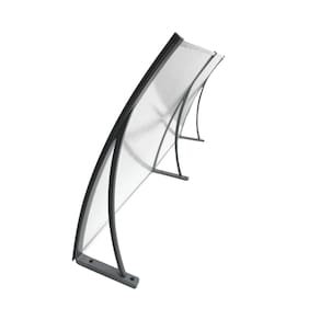 Toldo Policarbonato 1,80 X 0,50m Cinza e Translucido com Kit