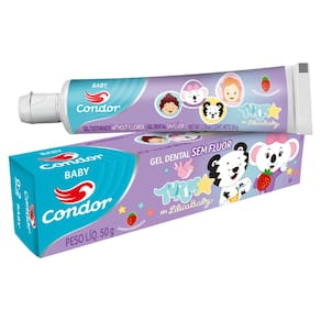 Gel Dental sem Flúor Morango Turma da Lilica Baby Condor Baby Caixa 50g