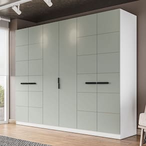 Guarda-Roupa Casal Lisboa 6 Portas 4 Gavetas Branco/Verde - Politorno