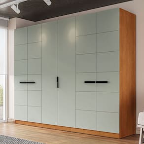 Guarda-Roupa Casal Lisboa 6 Portas 4 Gavetas Freijó/Verde - Politorno