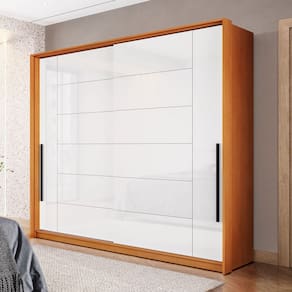 Guarda-Roupa Casal Lisboa 2 Portas 2 Gavetas Freijó/Branco - Politorno