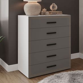 Cômoda Valência 5 Gavetas Branco/Cinza - Politorno