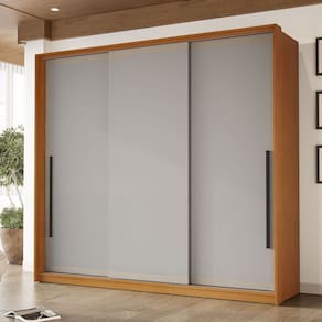 Guarda-Roupa Casal Valência 3 Portas 4 Gavetas Freijó/Cinza - Politorno
