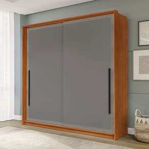 Guarda-Roupa Casal Valência 2 Portas 2 Gavetas Freijó/Cinza - Politorno