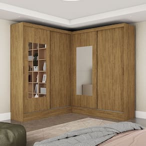 Closet Casal Duplo Belém 4 Portas com Espelho 4 Gavetas Carioca Móveis