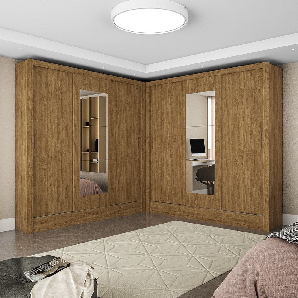 Closet Casal Duplo Fortaleza 6 Portas Com Espelho 12 Prateleiras
