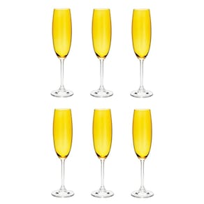 Cj 6 Taças de Cristal P/Champagne Colibri Topázio 220ml Bohemia