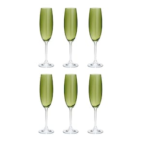 Cj 6 Taças de Cristal P/Champagne Colibri Greenery 220ml Bohemia