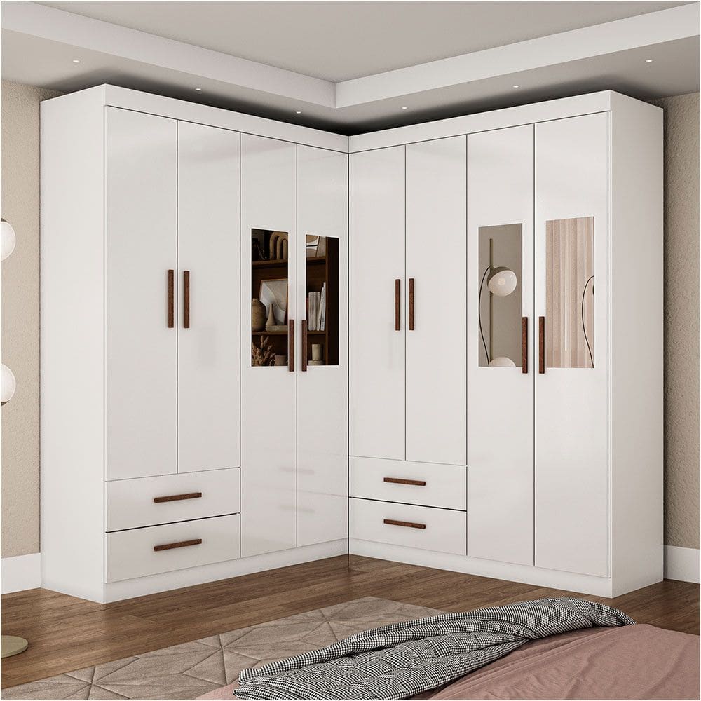 Closet Casal Duplo Lu 8 Portas 4 Gavetas Com Espelho