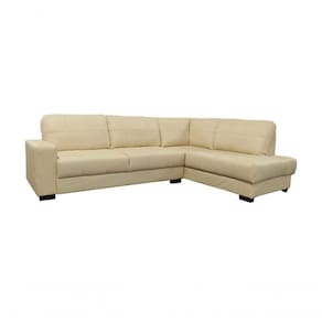 Sofá De Couro Canto Marrocos 3 Lugares Com Chaise Direita Manteiga Pigmentado - Mempra Design