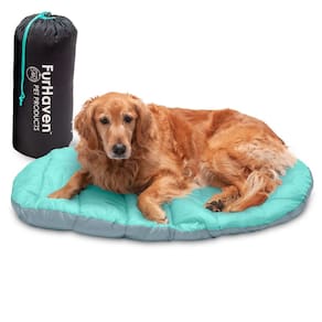 Cama para cães de viagem ao ar livre Furhaven Trail Pup Aqua/Grey Large