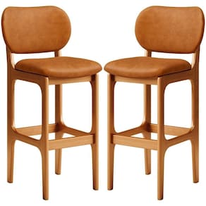 Kit 02 Banquetas Alta Bar Cozinha Sala Jantar Fixa Betta L02 Imbuia Couríssimo Canela - Lyam Decor