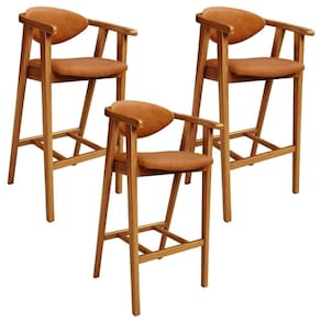 Kit 3 Banquetas Alta Para Cozinha Bancada Bar Sala De Jantar Fixa Cecília L02 Couríssimo Canela - Lyam Decor