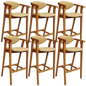 Kit 6 Banquetas Alta Para Cozinha Bancada Bar Sala De Jantar Fixa Cecília L02 Couríssimo Casco Fendi - Lyam Decor