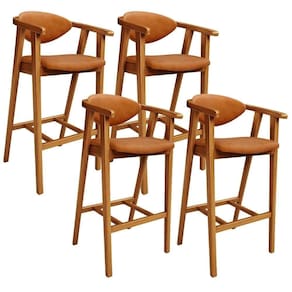 Kit 4 Banquetas Alta Para Cozinha Bancada Bar Sala De Jantar Fixa Cecília L02 Couríssimo Canela - Lyam Decor