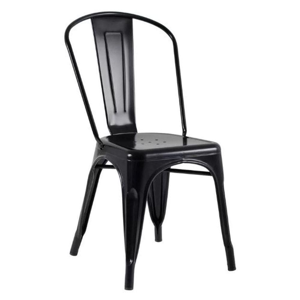 Kit Com 6 Cadeiras Tolix Iron Design Industrial Reforçado Empilháveis Preto Semi-brilho