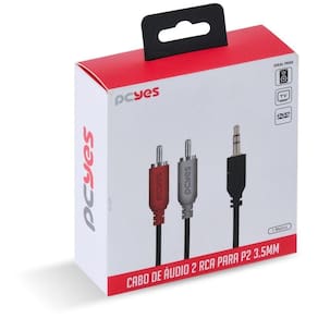 Cabo De áudio 2 Rca Macho Para P2 Macho 1 Metro -