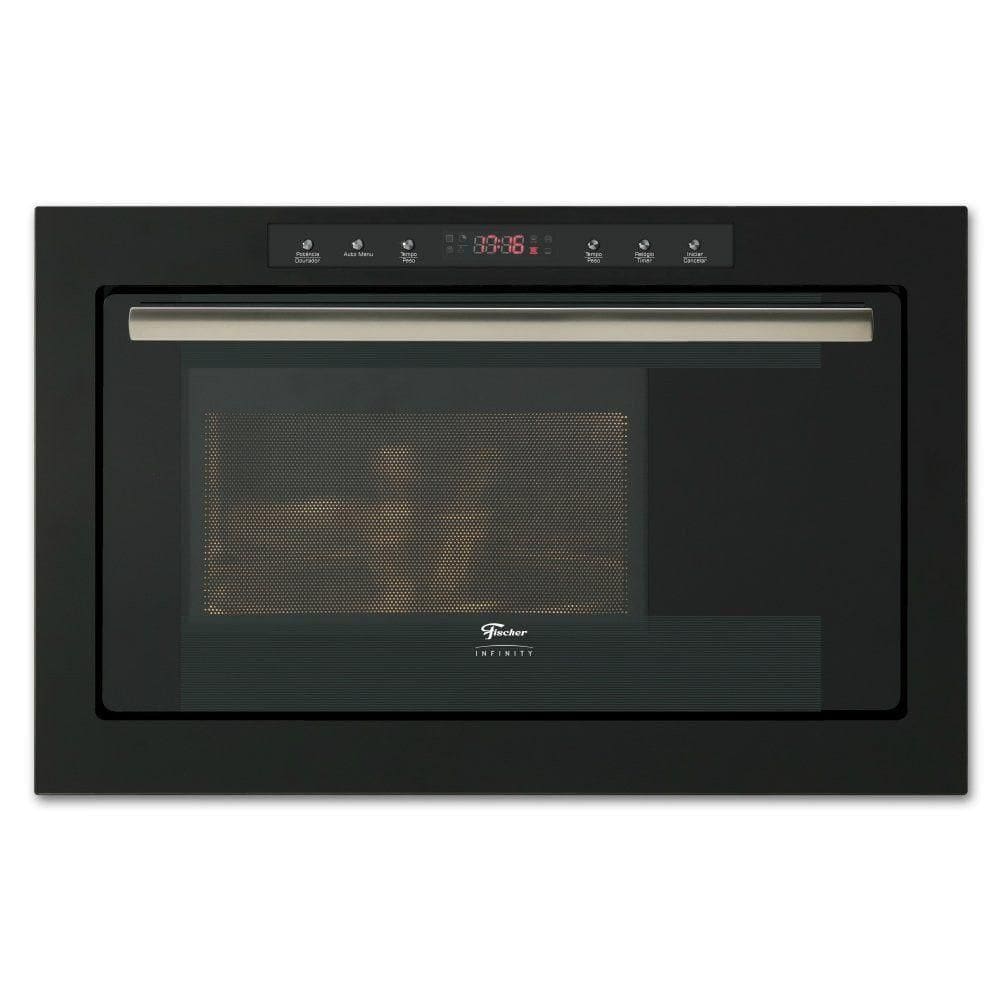 Forno Micro Ondas De Embutir Infinity 25 Litros Inox Fischer Preto 110V