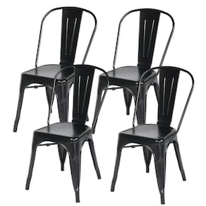 Kit 4 Cadeiras Empilhavel Reforçada Industrial Iron Tolix Preto