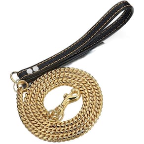 Coleira para cães AIYIDI Strong em aço inoxidável banhado a ouro 18K 1,2 cm