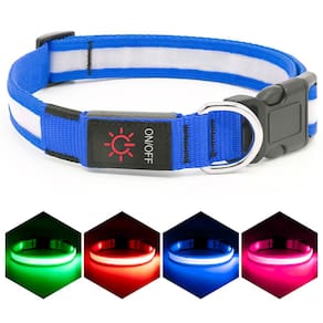 Coleira LED para cães VIZPET Light Up ajustável USB recarregável