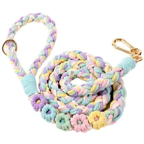 Coleira para cães Panda Jianghu, algodão trançado, 1,5 m, arco-íris durável