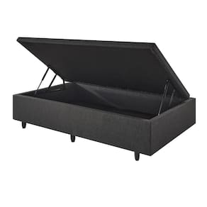 Base Box Baú 96x203x34 Solteirão cm Linho Cinza