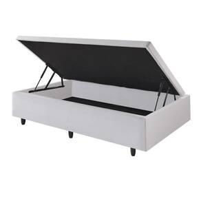 Base Box Baú Solteirão 96x203 Courino Linho Branco