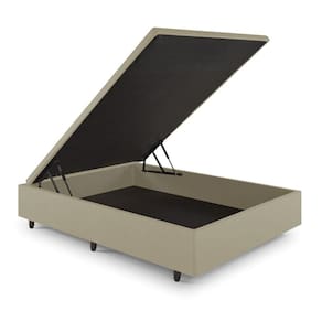 Base Box Baú Viúva 128x188x42cm Courino Linho Areia