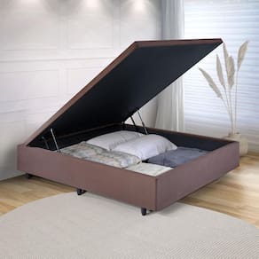 Base Box Baú Viúva 128x188x42cm Suede Marrom com