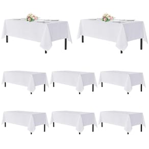 Toalhas de mesa sancua brancas retangulares 137x274cm, pacote com 8