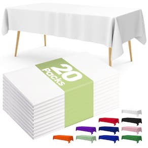 Toalha de mesa de plástico descartável Pureegg 20 pacotes 137x274cm branca