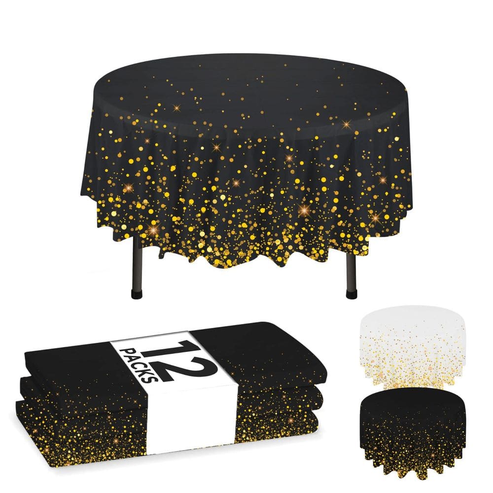 Toalhas de mesa descartáveis NORZEE 84 cm redondas pretas (pacote com 12)