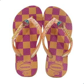 Chinelo Infantil Menina Havaianas Kids Slim Glitter II Pêssego