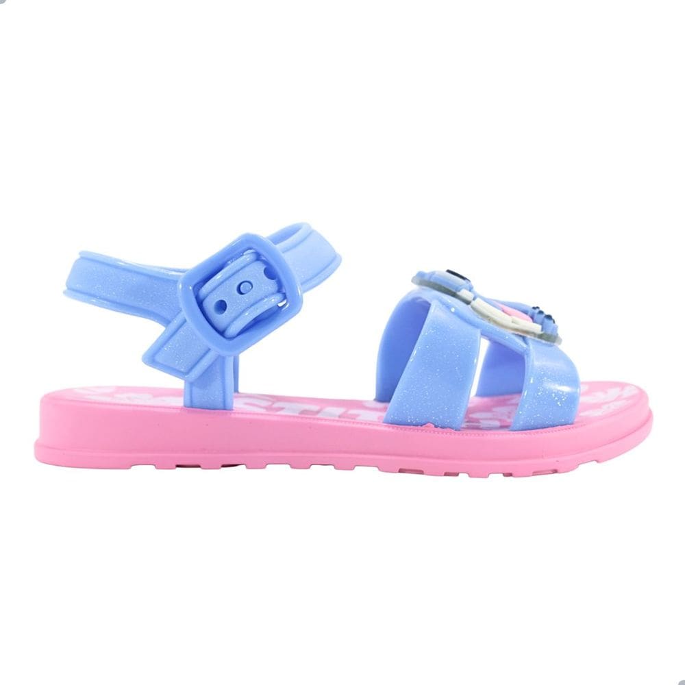 Sandália Infantil Grendene Kids Stitch Pet Shop Rosa Azul Glitter