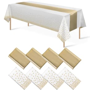Conjunto de toalhas de mesa e corredores de mesa MASHAN branco/dourado para festa