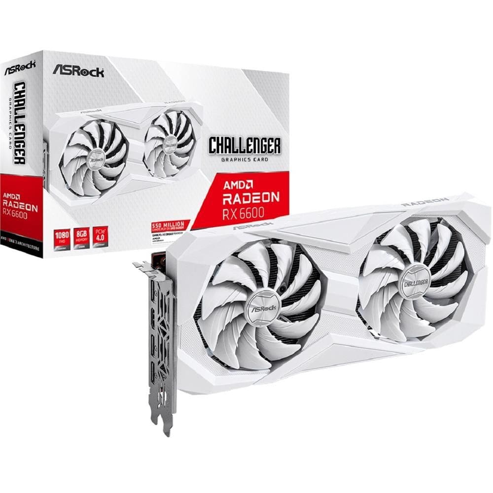 Placa de Vídeo ASRock Radeon RX 6600 Challenger, 8GB, GDDR6, 128-Bit, Branco