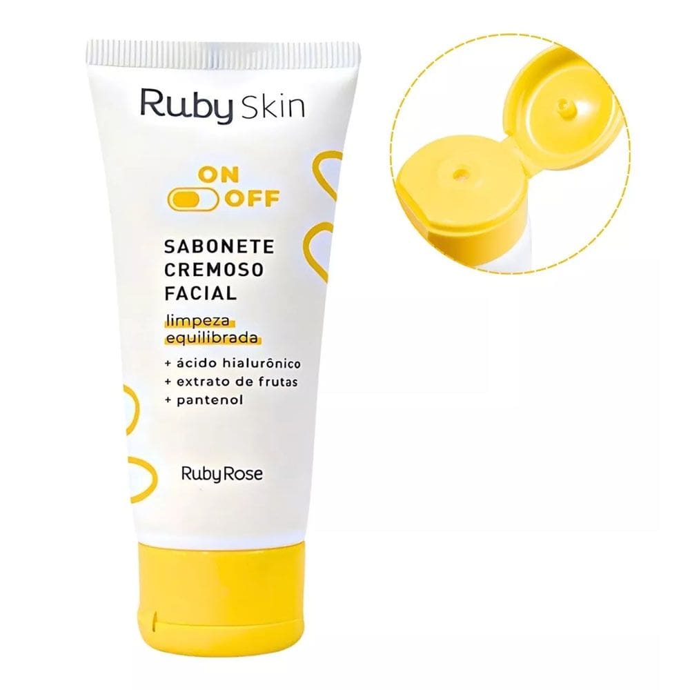 Sabonete Facial Cremoso Ruby Skin ON OFF 100ml – Limpeza Equilibrada e Profunda