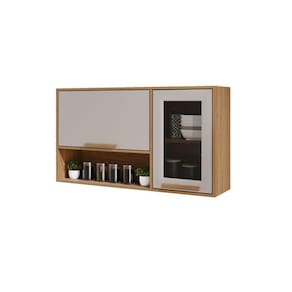 Armário Aéreo Cozinha Flórida Pta Báscula Vidro Fumê Salleto Cinamomo/ Off White