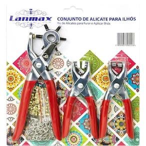 Kit 3 Alicate Vazador Furador Pregar Botão Tic Tac 35 Ilhós - Lanmax