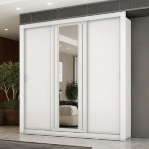 Guarda Roupa Casal 3 Portas Doha Lux 4 Gavetas Carraro Ripado Branco