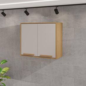 Armário Aéreo Cozinha Flórida 80cm 2 Portas Salleto Cinamomo/ Off White