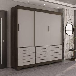 Guarda Roupa New Star 3 Portas 9 Gavetas Sem Espelho Salleto Savana/off